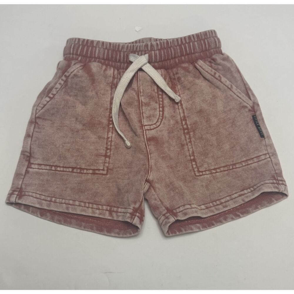 Little Bipsy Toddler Shorts 2-3Y Pink Acid Wash Cotton Drawstring Pockets